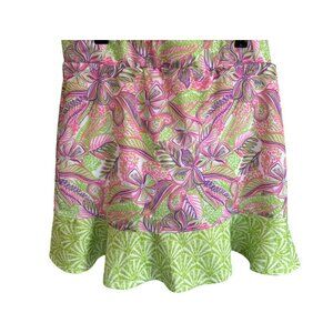 Steff Parker Women's Pink Purple Green Ruffled Golf Skort Size Medium Athletic